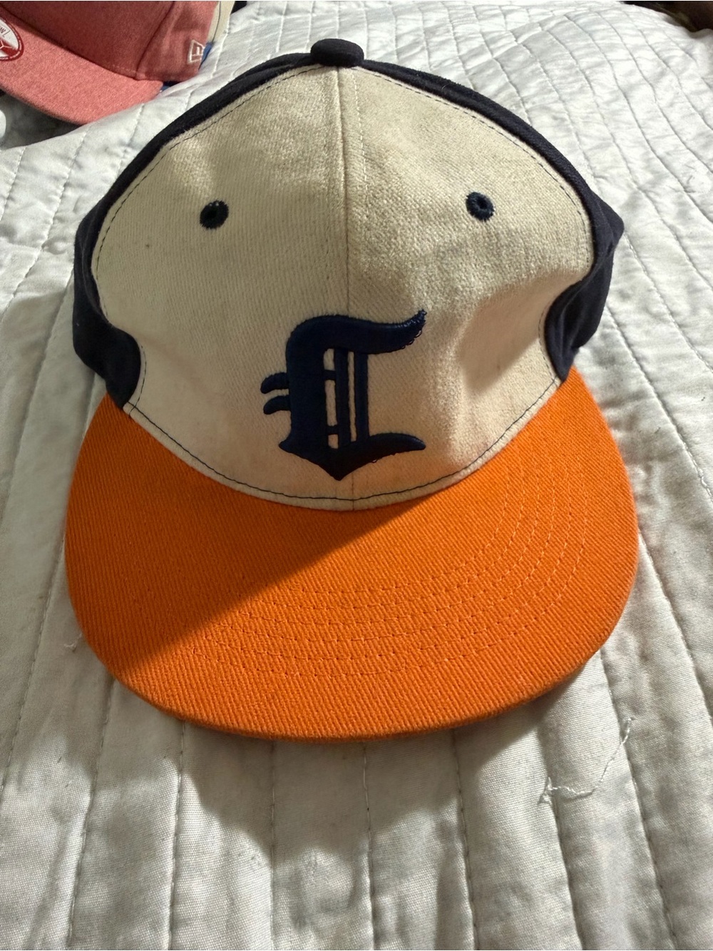 Men’s Two-Tone Orange and Cream Baseball Cap - Embroidered Logo
